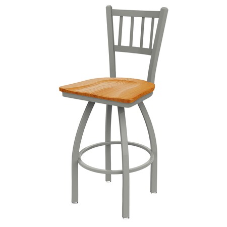 Holland Bar Stool Co 25" Swivel Counter Stool, Nickel Finish, Med Oak Seat 81025ANMedOak